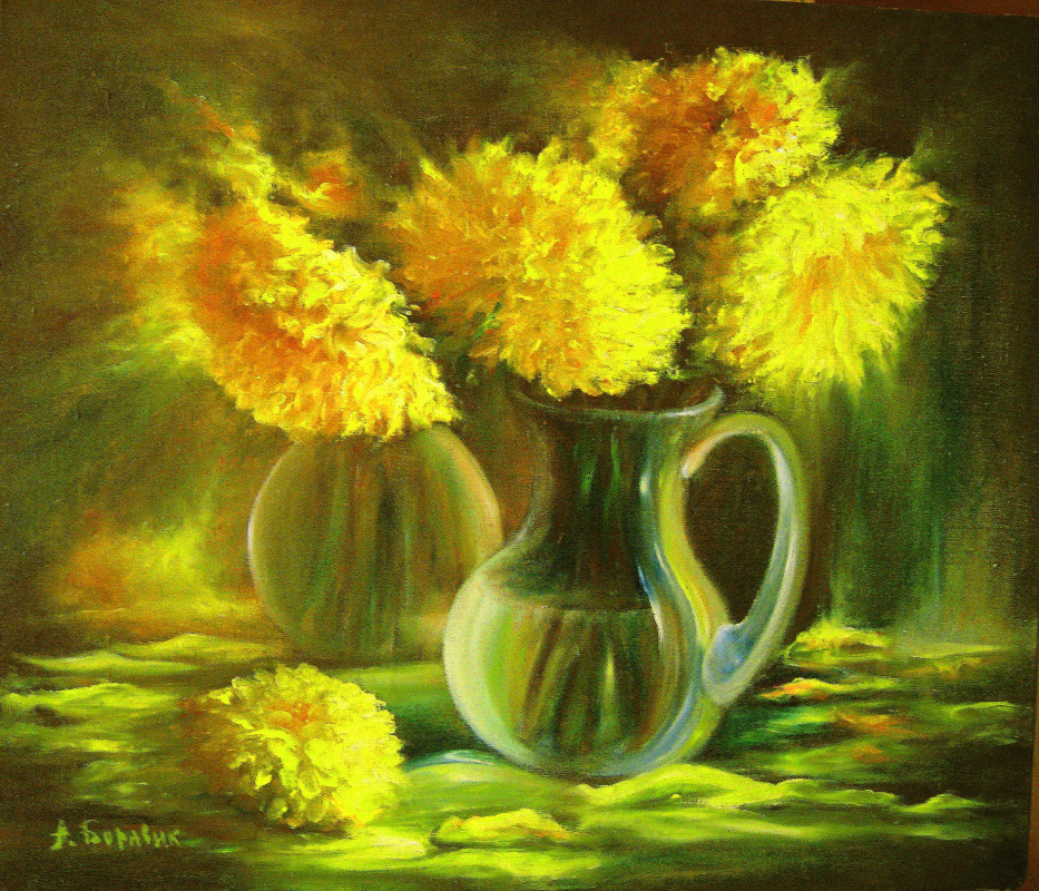 Андрей Иванович Боравик. Хризантемы (Желтые цветы)