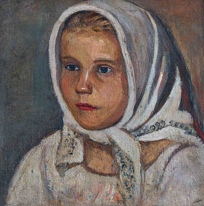 Ефим Васильевич Честняков (Самуилов). Портрет девушки в белом платке
