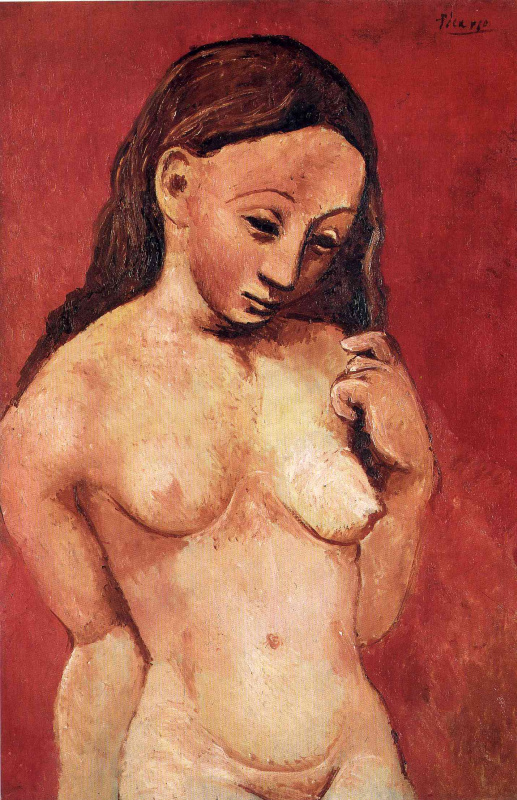 Pablo Picasso. Nude on a red background
