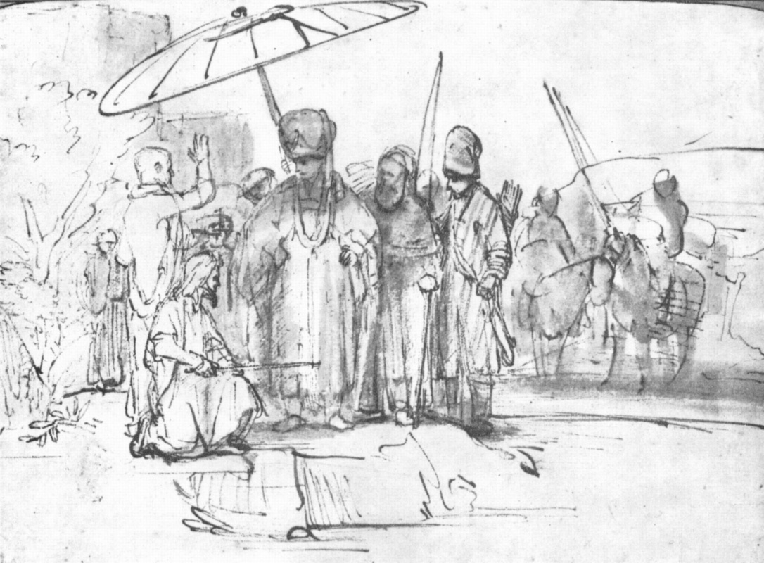 Рембрандт Харменс ван Рейн. Моисей и Аарон перед фараоном