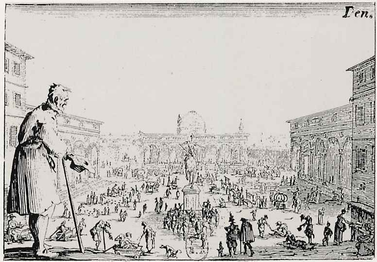 Жак Калло. Рынок на площади Санта Аннунциата во Флоренции