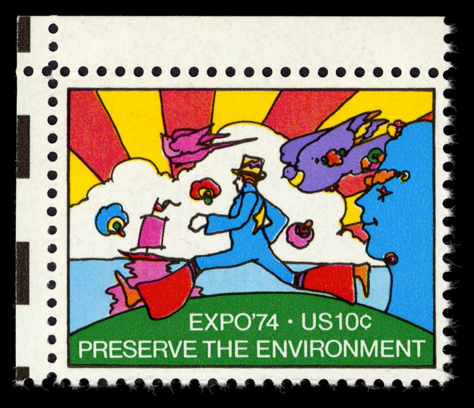 Питер  Макс. Иллюстрация на почтовой марке