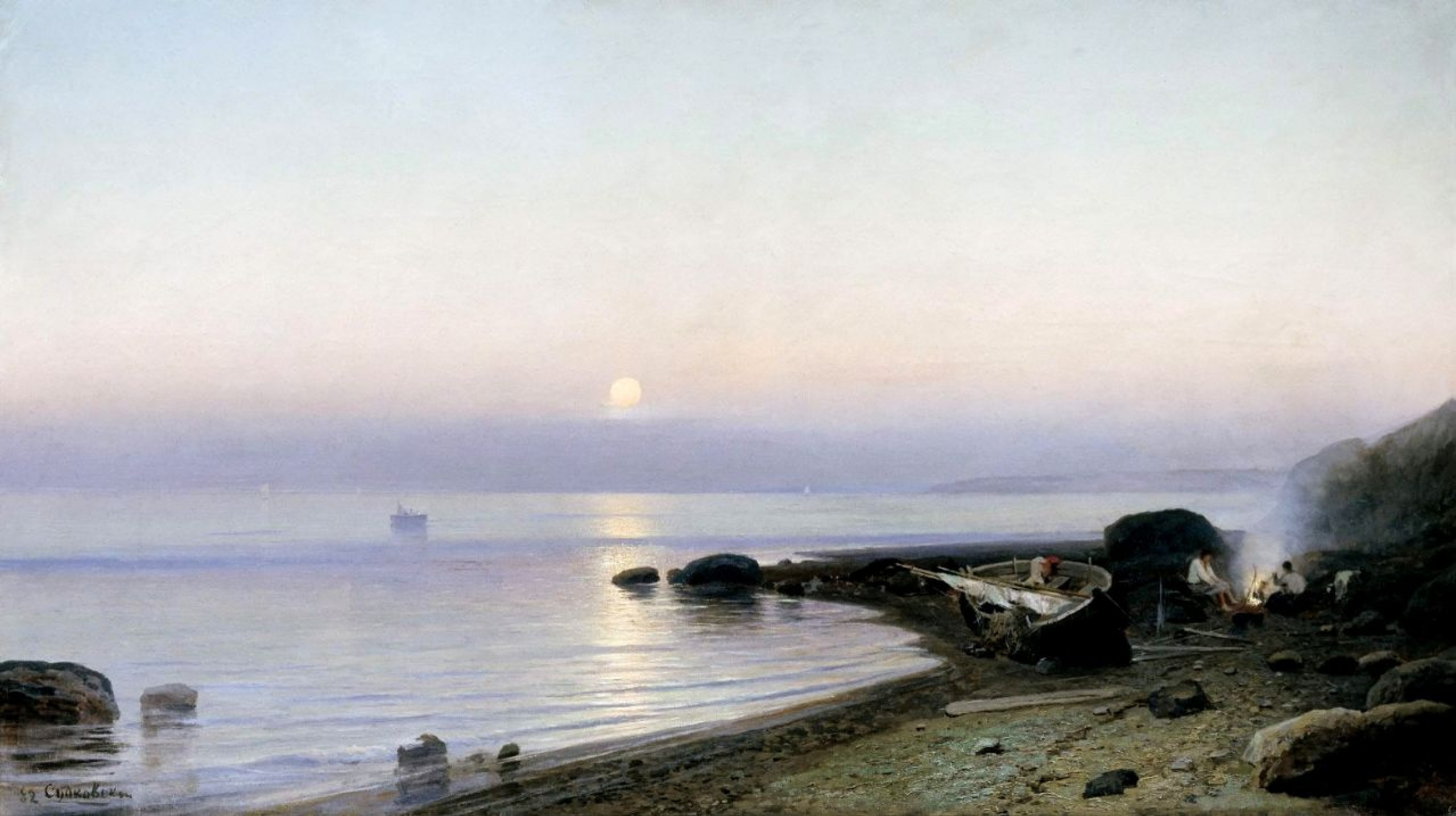 Руфин Гавриилович Судковский - На берегу моря, 1882, 72×128 см: Описание  произведения | Артхив