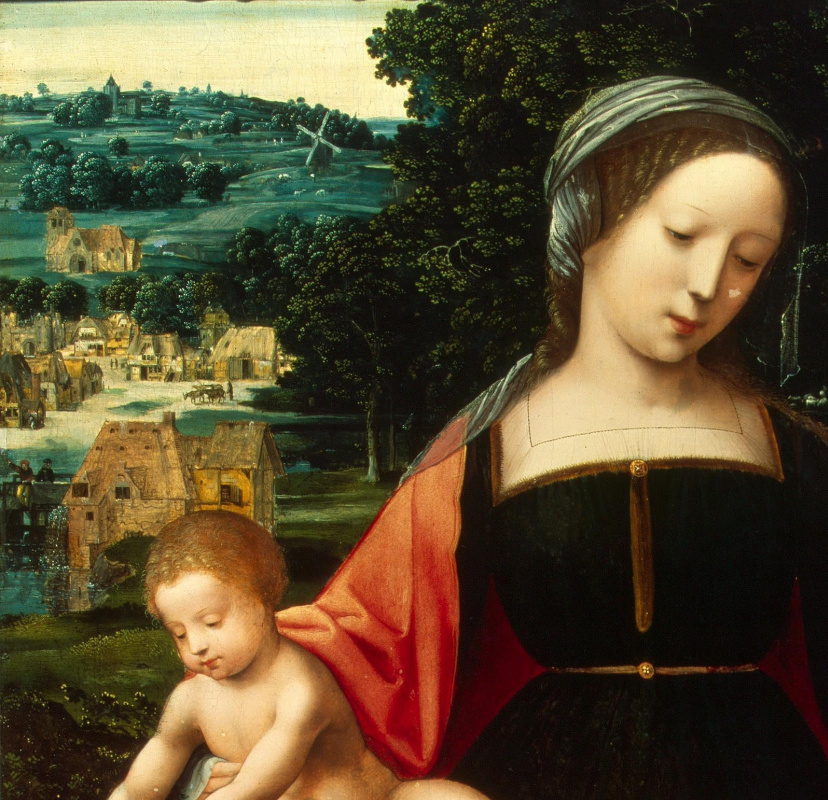 Неизвестный художник. Нидерландская школа. 1530-1540 Мадонна с Младенцем.  деталь