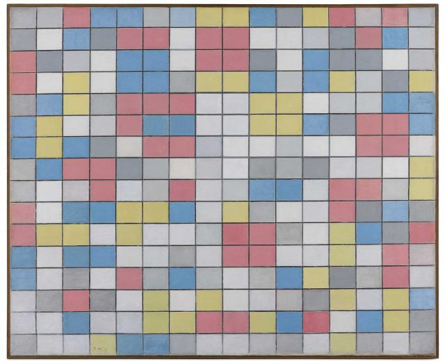 Пит Мондриан. Композиция с сеткой 9: композиция шахматной доски с светлыми цветами