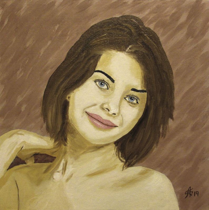Арташес Бадалян. Портрет молодой женщины – х-оргалит-м – 30х30