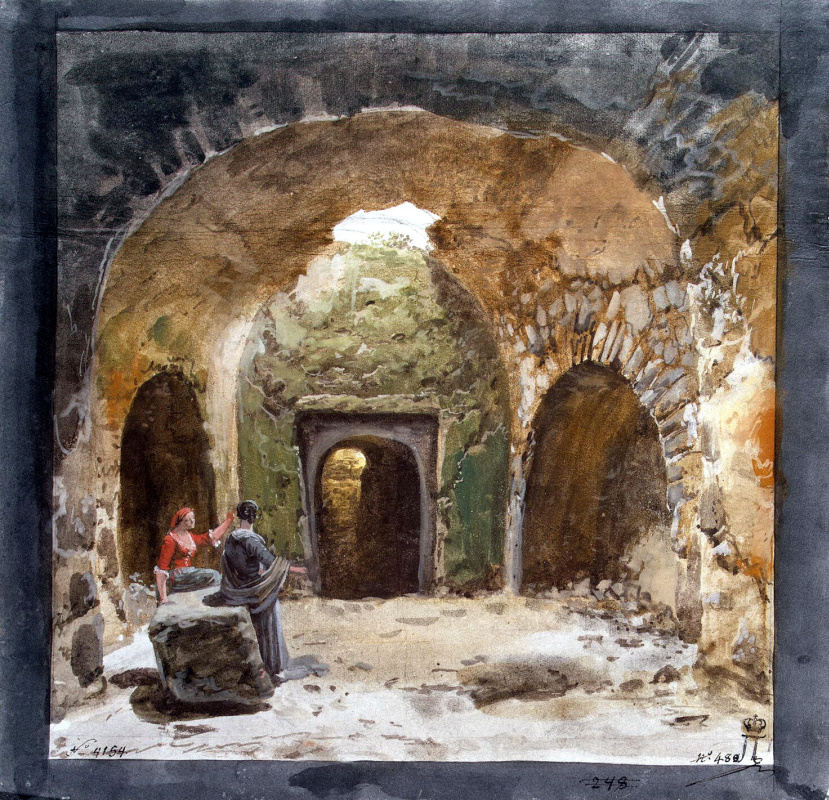 Жан-Пьер-Лоран Уэль. Вид гробницы в подземном гроте
