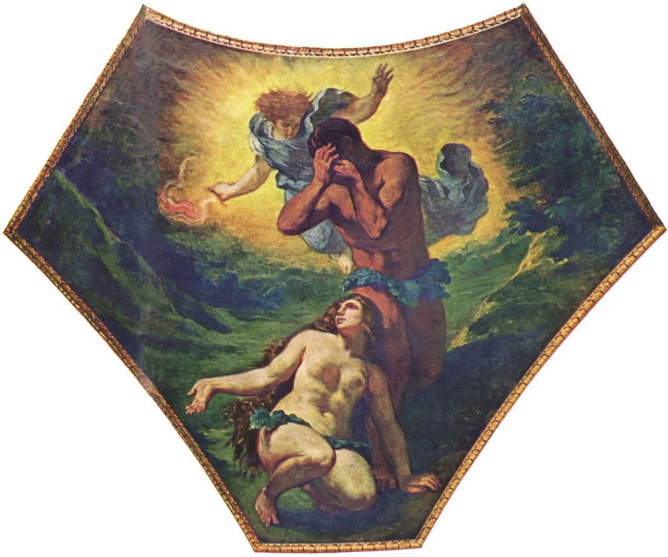 Эжен Делакруа. Бурбонский дворец, роспись паруса под куполом Теологии: Адам и Ева