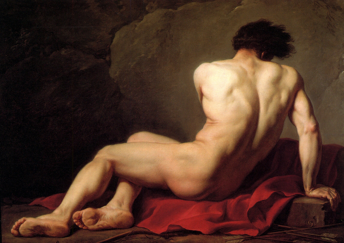 Жак-Луи Давид. Сидящий обнаженный. Эскиз для изображения Патрокла