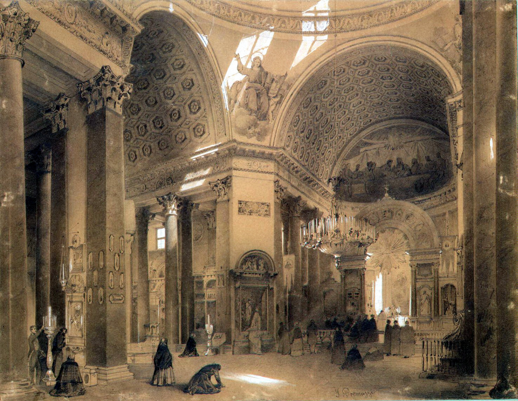 Луиджи Премацци. Интерьер Казанского собора в Санкт-Петербурге