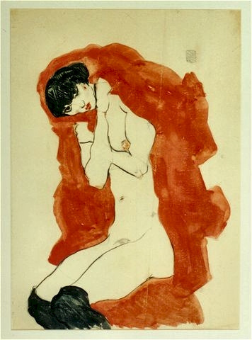 Эгон Шиле. Девушка с красным одеялом