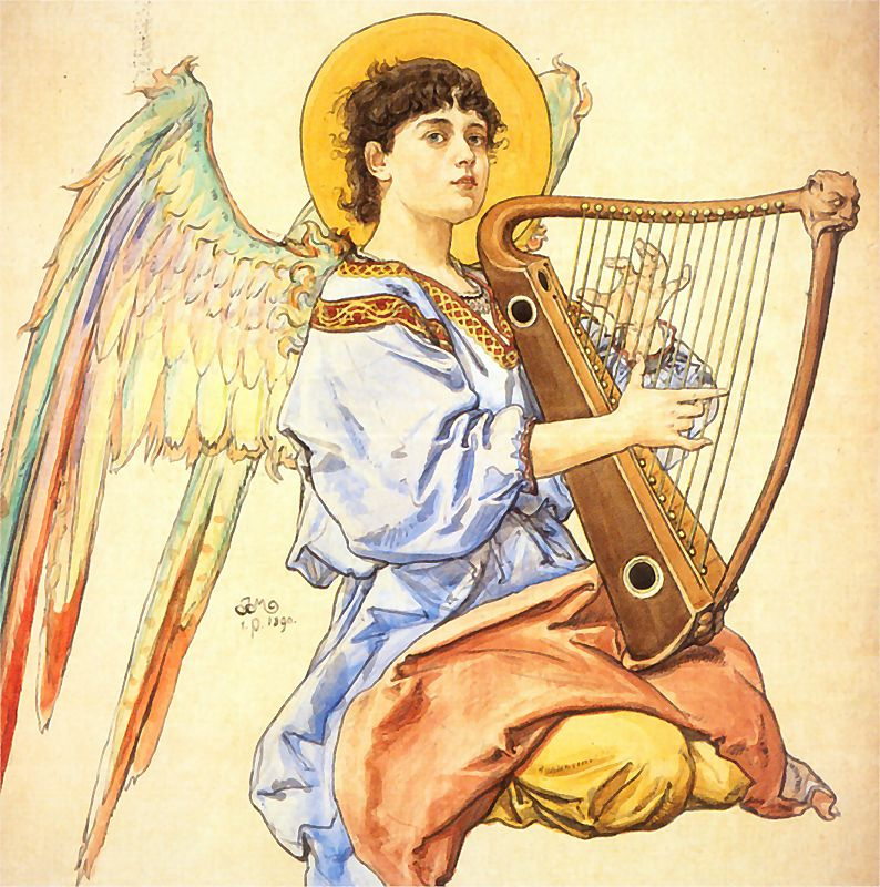 Ян Матейко. Ангел, играющий на арфе. Проект для церкви Святой Марии