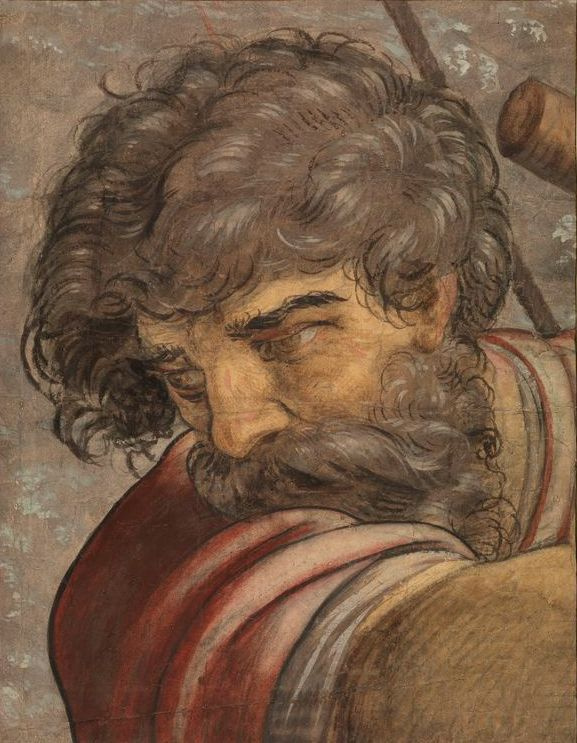 Питер Кук ван Альст. Голова мужчины. Фрагмент картона «Союз Помпея и Корнелии»