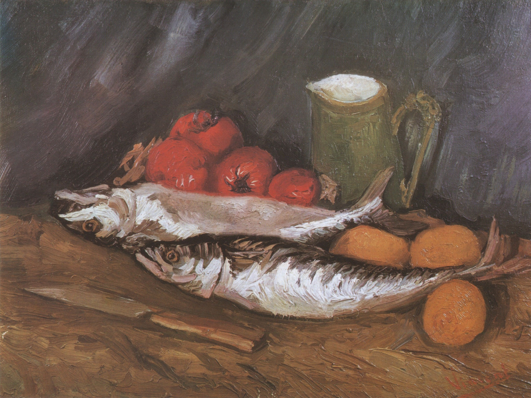 Винсент Ван Гог. Натюрморт со скумбриями, лимонами и томатами.