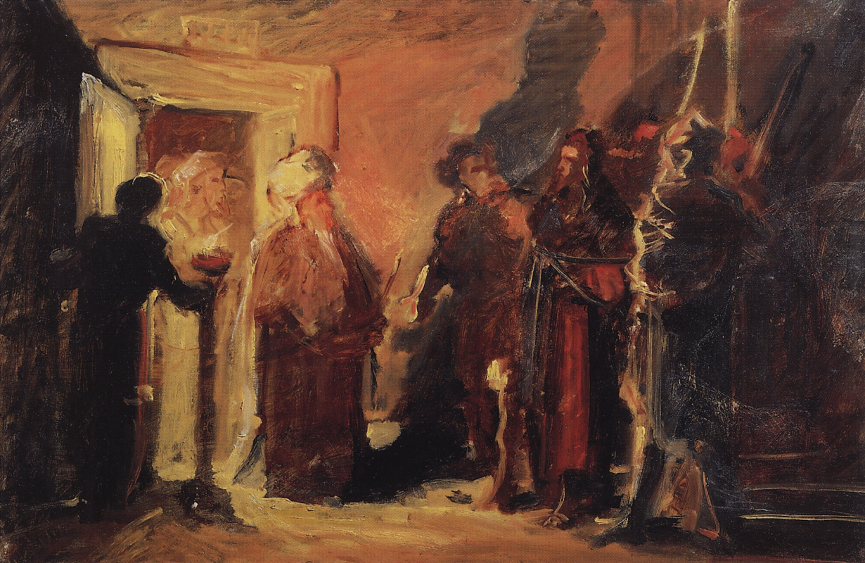 Николай Николаевич Ге. Христос перед Анной. Эскиз неосуществленной картины