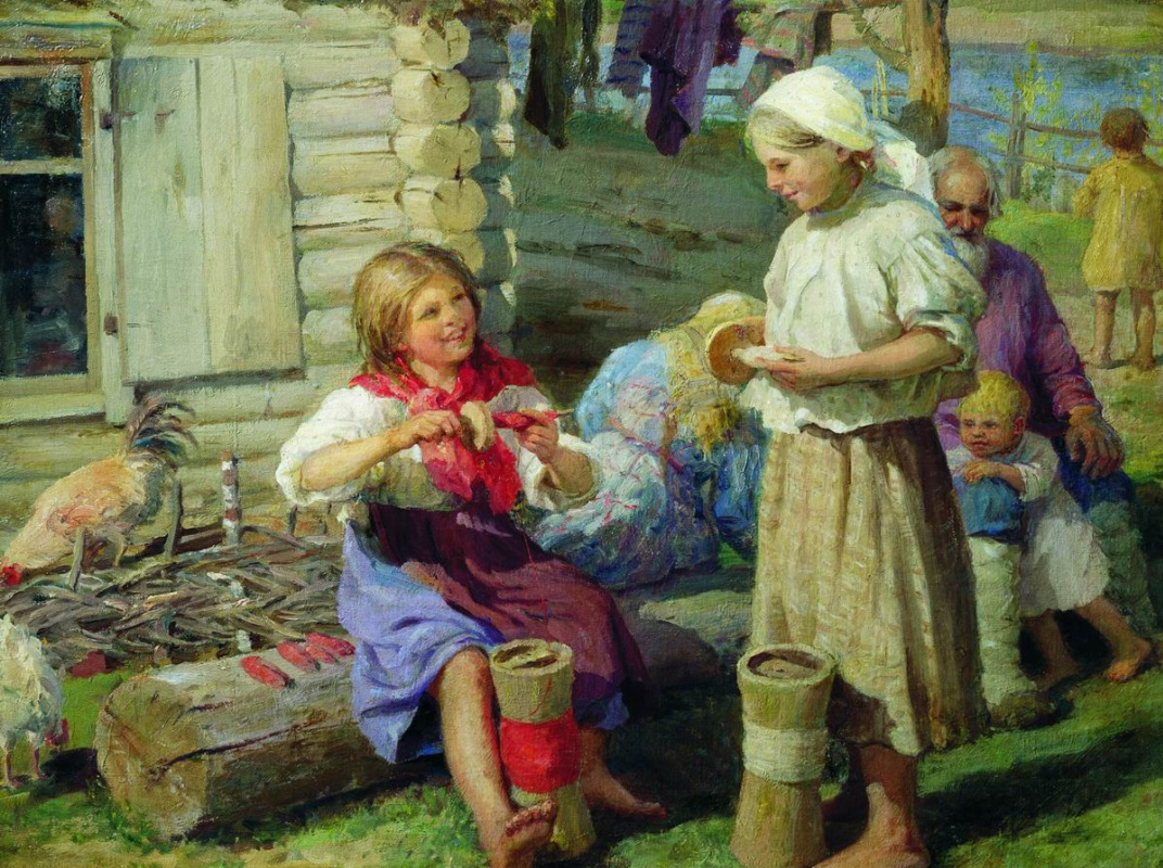 Федот Васильевич Сычков. У хаты. 1915