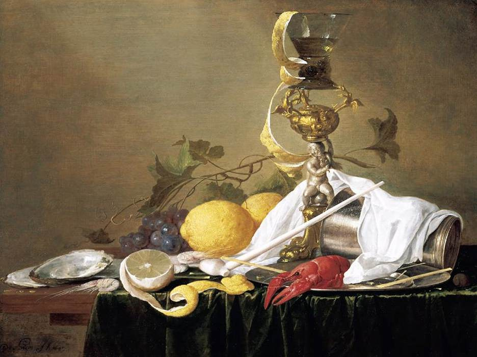 Ян Давидс де Хем. Натюрморт с дарами моря и фруктами
