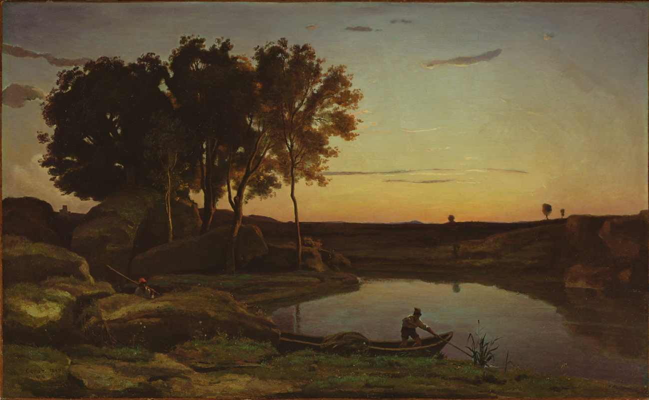 Камиль Коро. Пейзаж с озером и лодочником