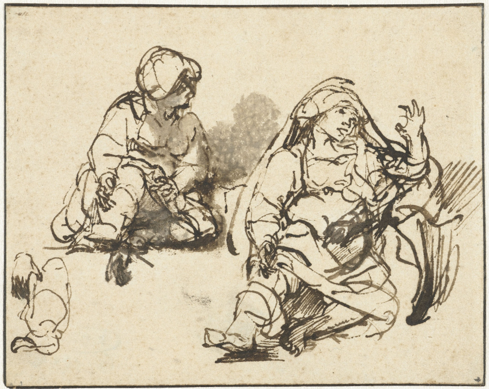 Рембрандт Харменс ван Рейн. Набросок больной женщины для "Листа на сто гульденов"