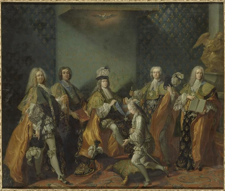 Жан-Батист ван Лоо. Людовик XV вручает орден Святого Духа графу Клермон в часовне Версаля, 3 июня 1724.