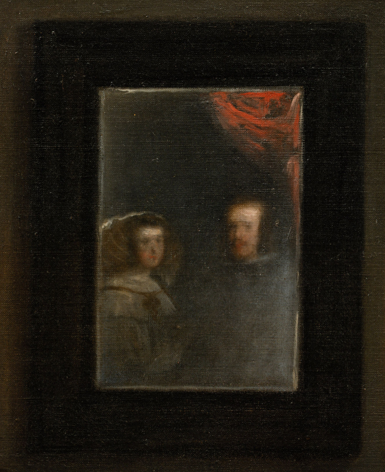 Диего Веласкес. Менины. Фрагмент. Портрет Филиппа IV и Марианны Австрийской в зеркале