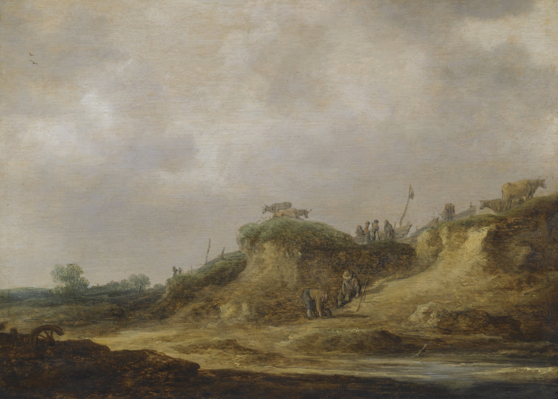 Ян ван Гойен. Пейзаж с крестьянами, пасущими скот