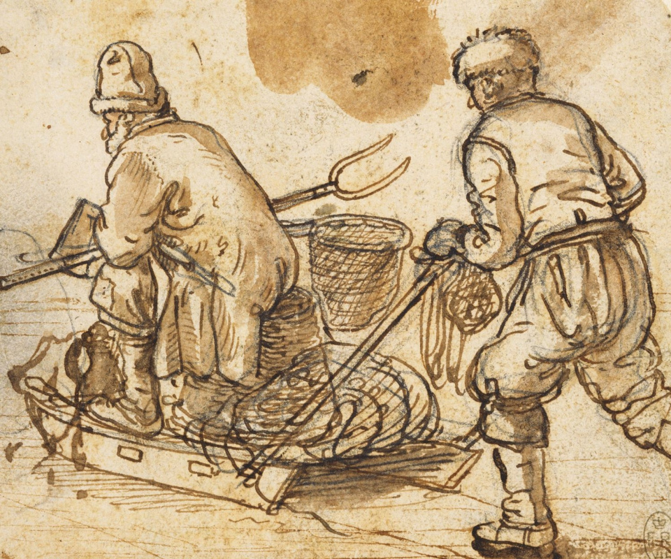 Хендрик Аверкамп. Два рыбака с санями