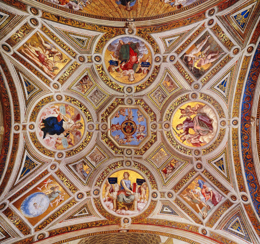 Рафаэль Санти. Станца делла Сеньятура. Роспись потолка зала дворца понтифика в Ватикане. Аллегории