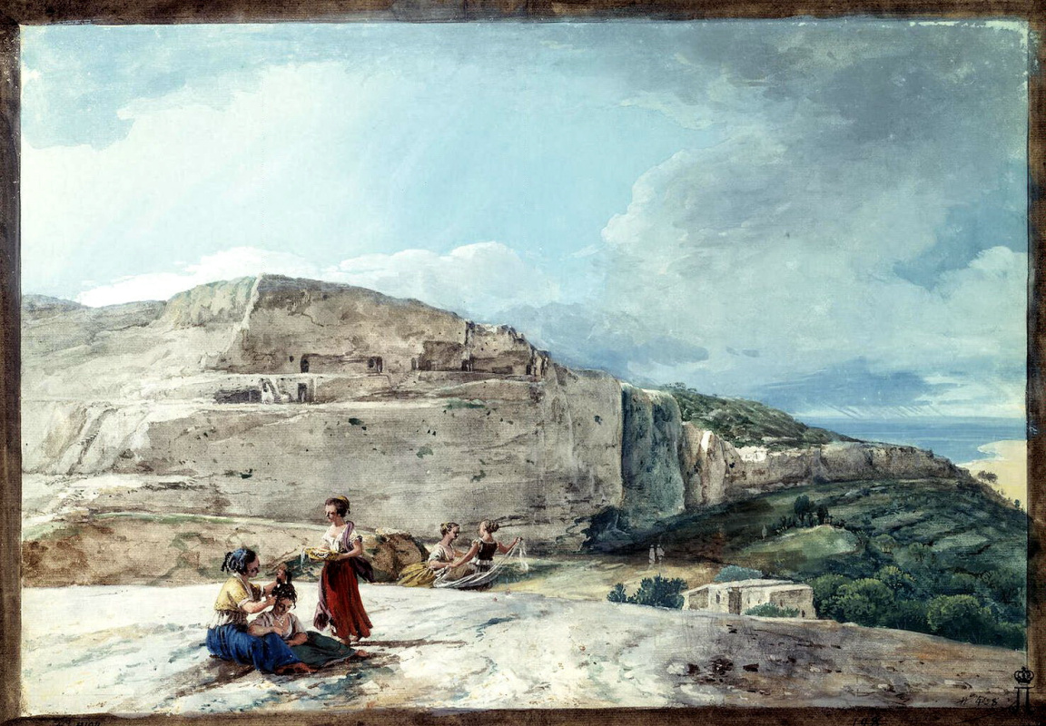 Жан-Пьер-Лоран Уэль. Вид утеса и древнего жилища на севере Мальты