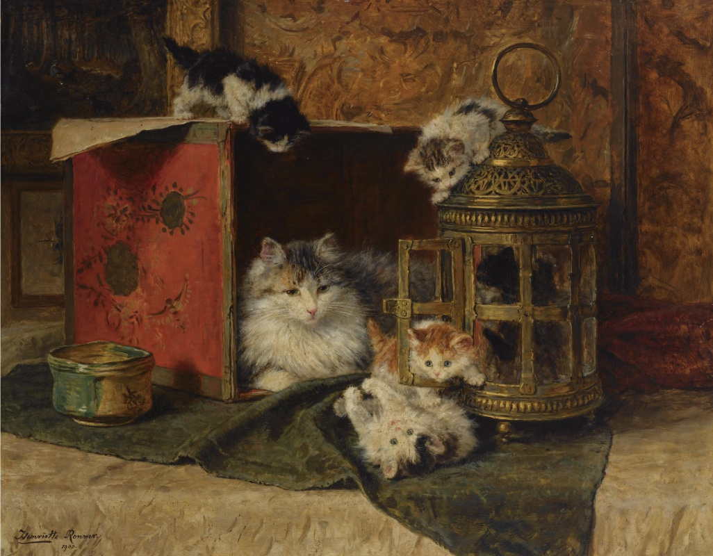 Генриетта Роннер-Книп. Кошка и играющие котята