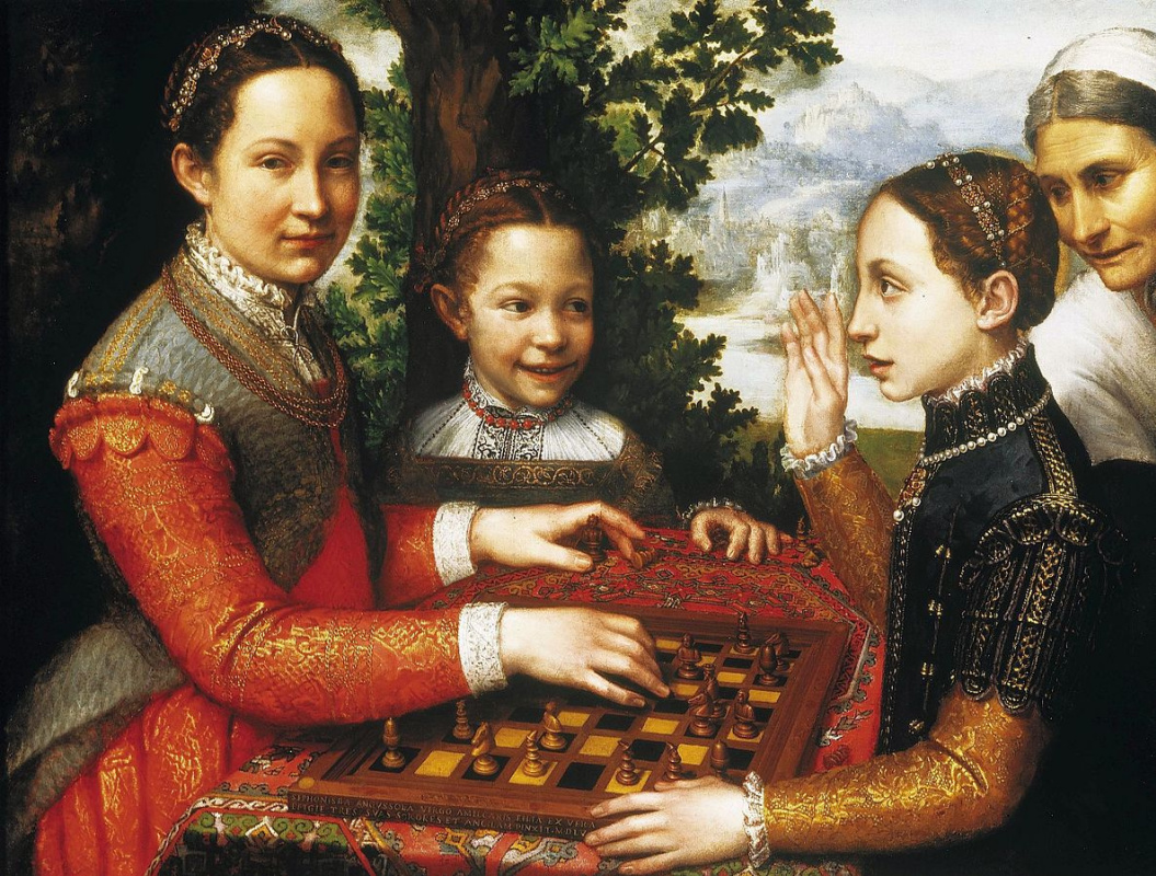 Сестры художницы Лючия, Минерва и Европа играют в шахматы