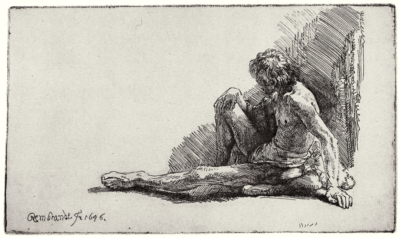 Рембрандт Харменс ван Рейн. Сидящий обнажённый