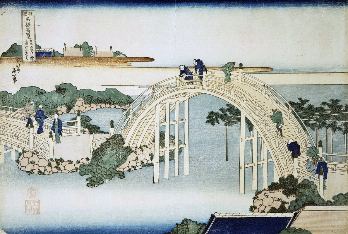 Кацусика Хокусай. Мост у храма Камэйдо Тэндзин