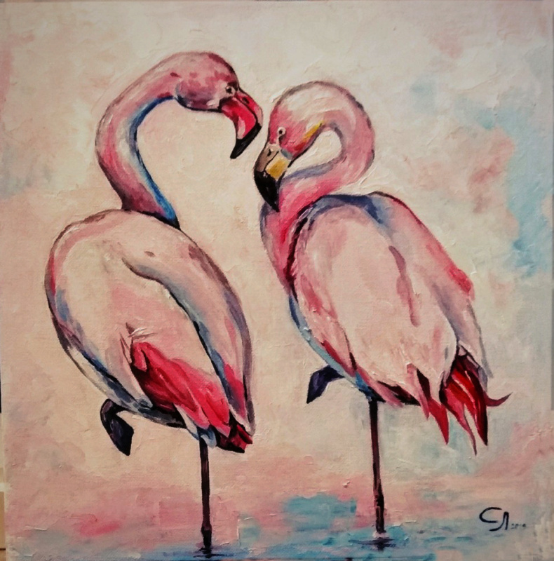 Любовь Семенкова. Влюбленные фламинго