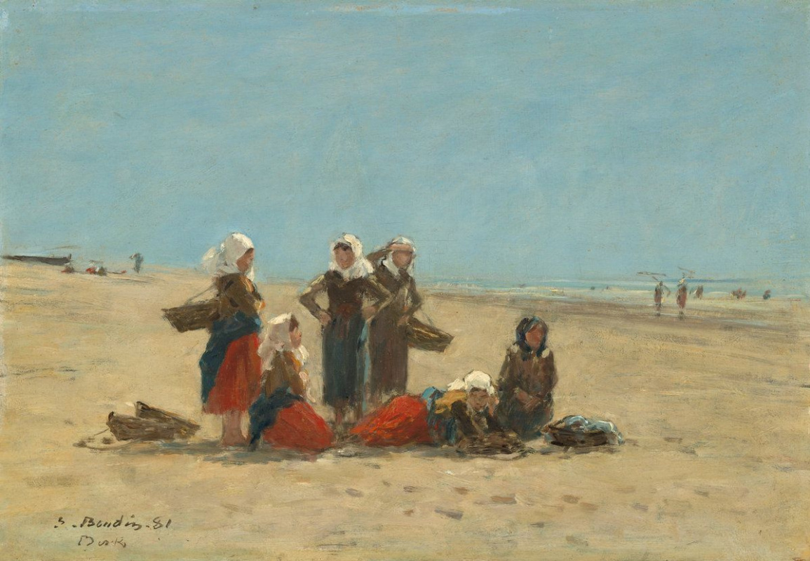 Эжен Буден. Женщины на пляже в Берк