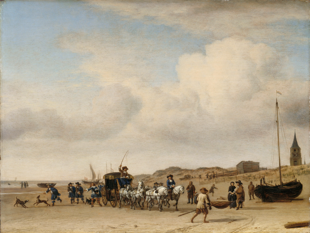 Адриан ван де Вельде. Карета на пляже в Схевенингене