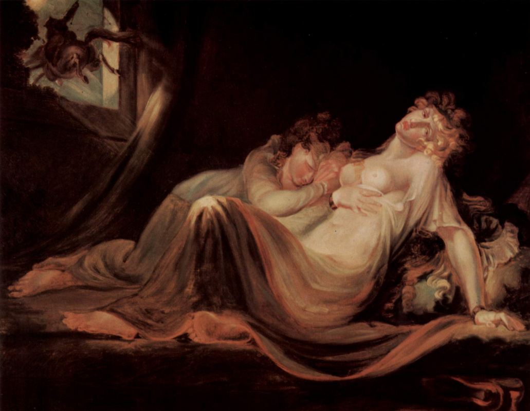 Иоганн Генрих Фюссли. Две спящие девушки просыпаются от кошмарного сна