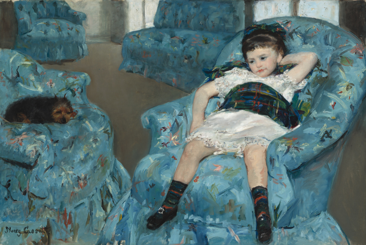 Мэри Кассат. Маленькая девочка в синем кресле