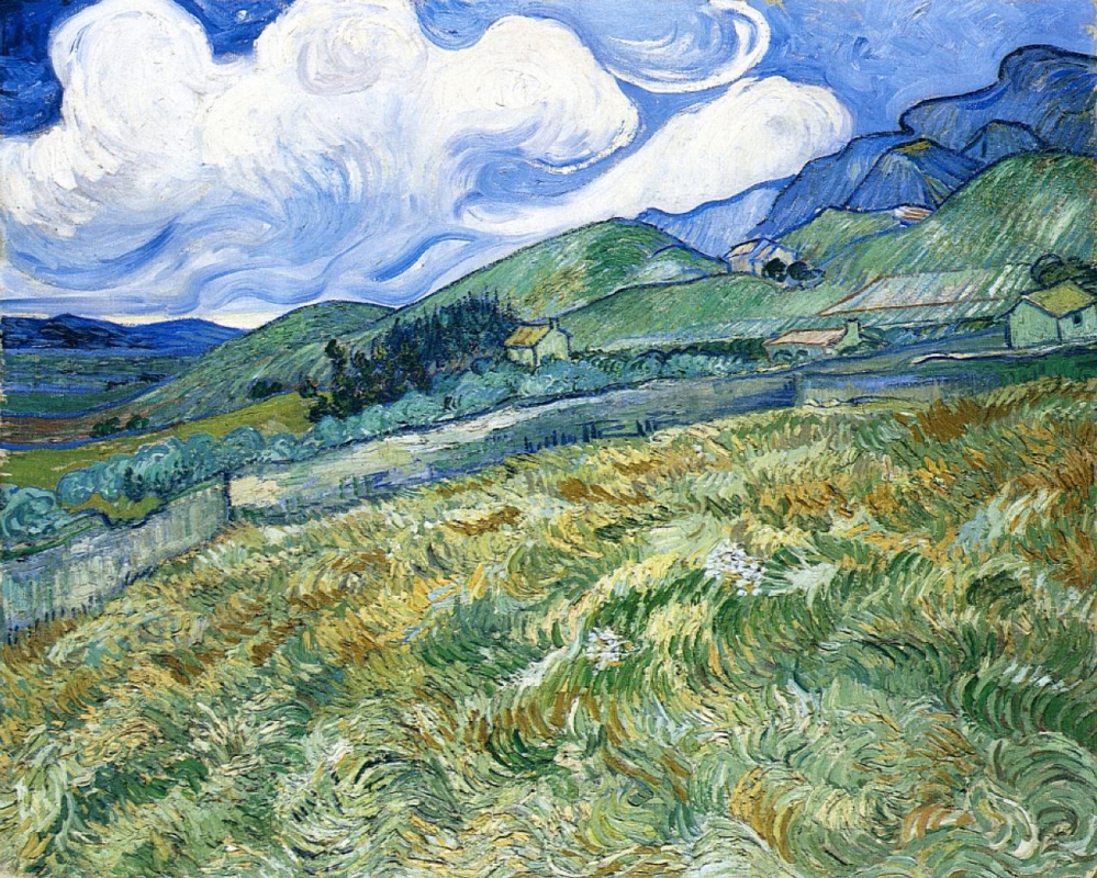 Винсент Ван Гог. Пшеничное поле с горами на заднем плане