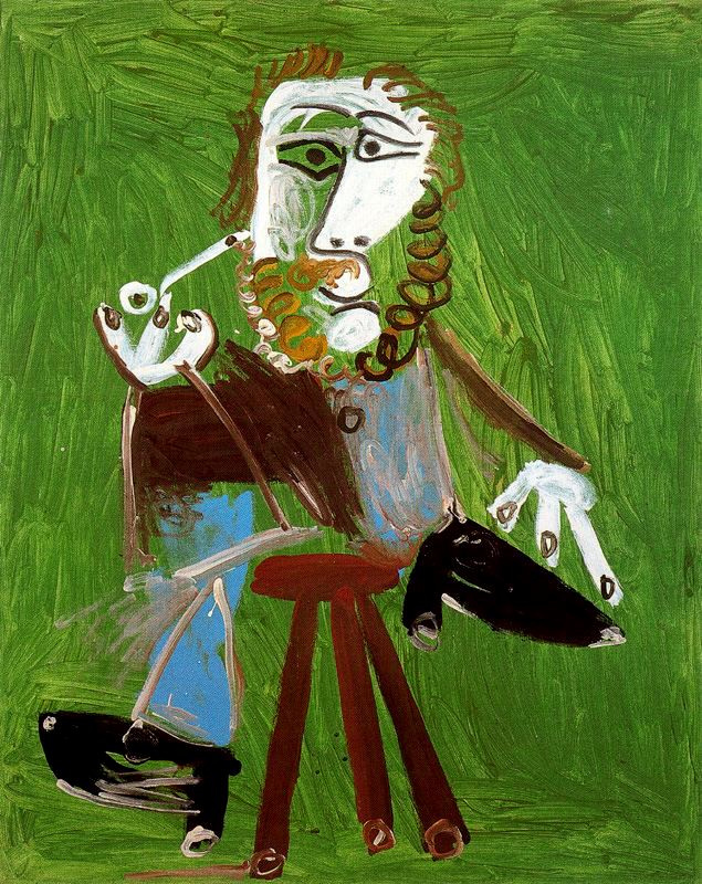 Пабло Пикассо. Сидящий мужчина с трубкой