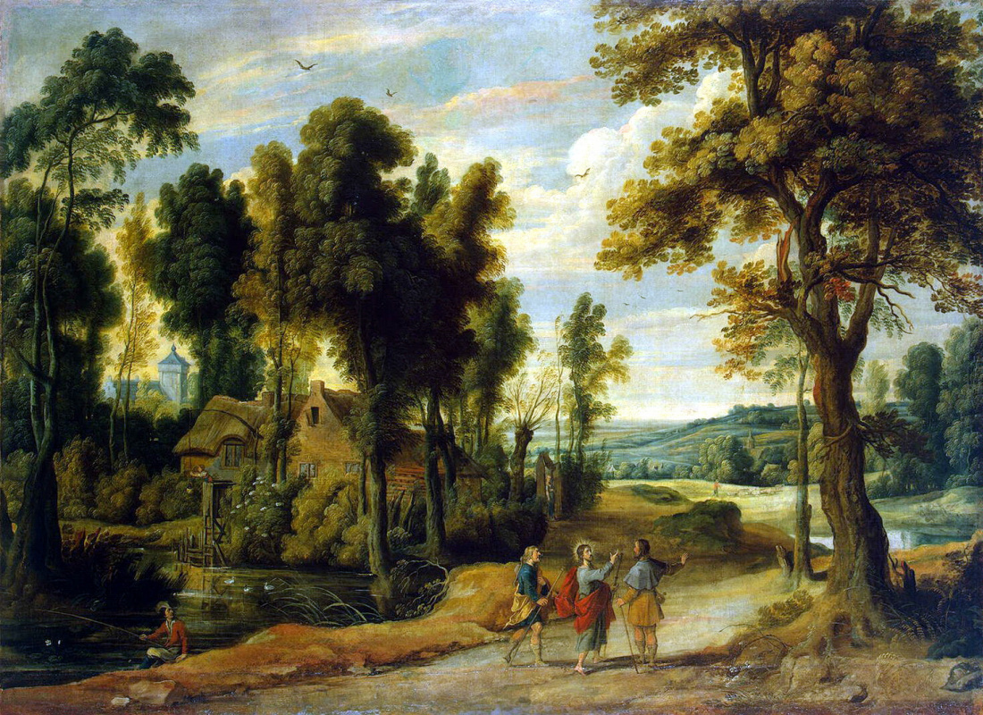 Ян ван Вильденс. Пейзаж с изображением Христа с учениками на пути в Эммаус