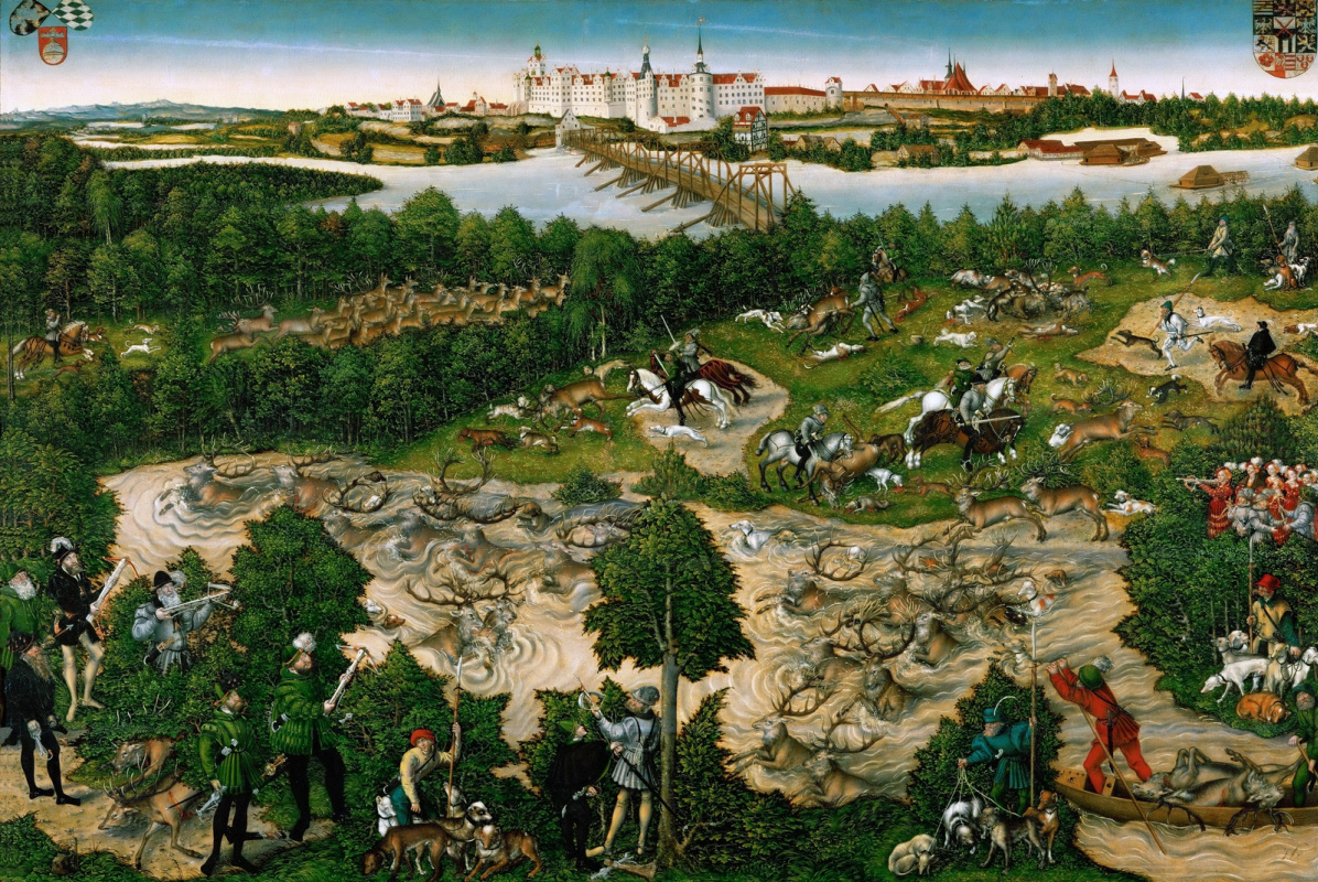 Лукас Кранах Младший. Оленья охота курфюрста Иоганна Фридриха. 1544