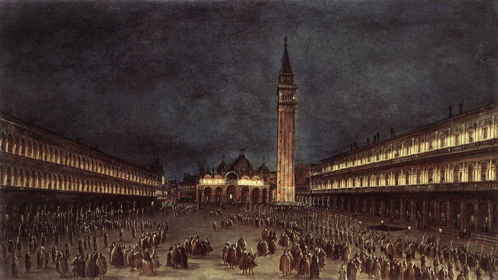 Франческо Гварди. Ночное шествие на площади Сан-Марко