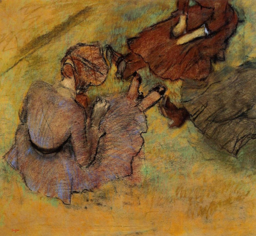 Эдгар Дега. Сидящая на траве женщина