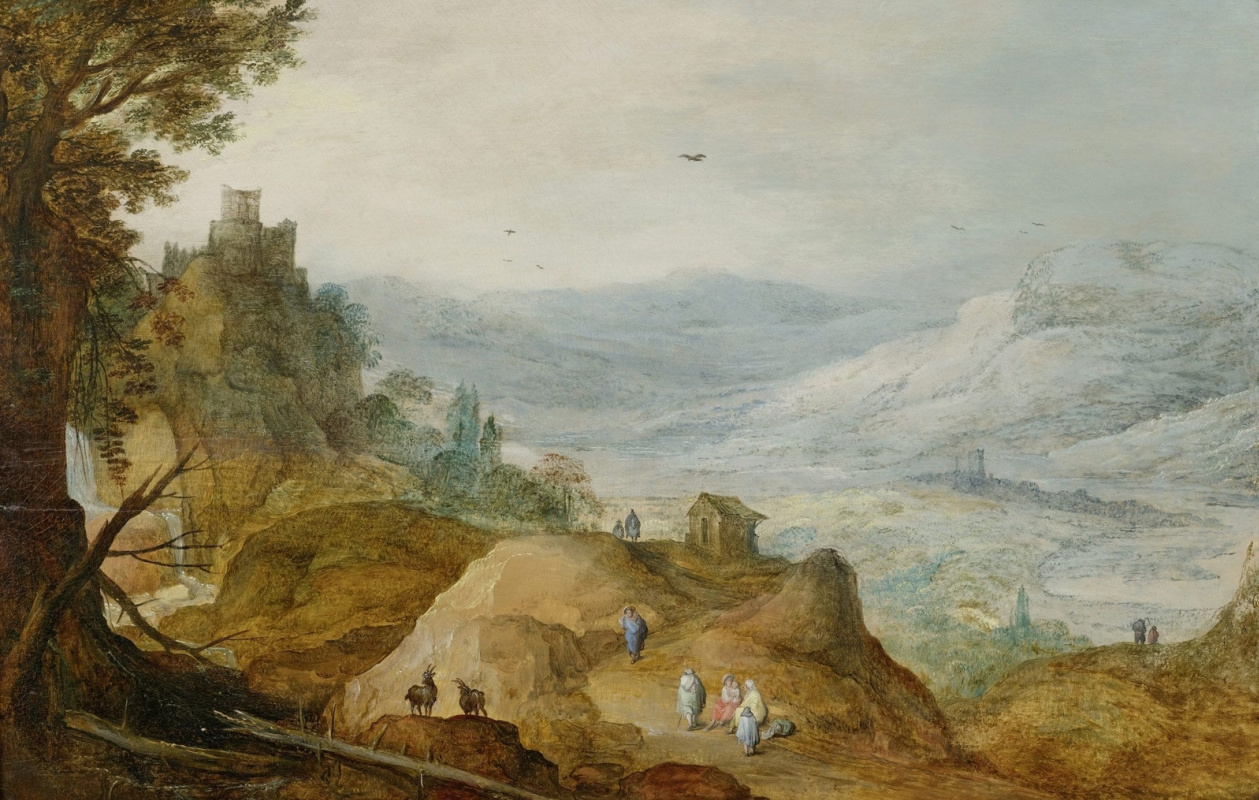 Ян Брейгель Старший. Горный пейзаж с двумя козами на скале (совм с Йосом де Момпером Мл) 1600-1610