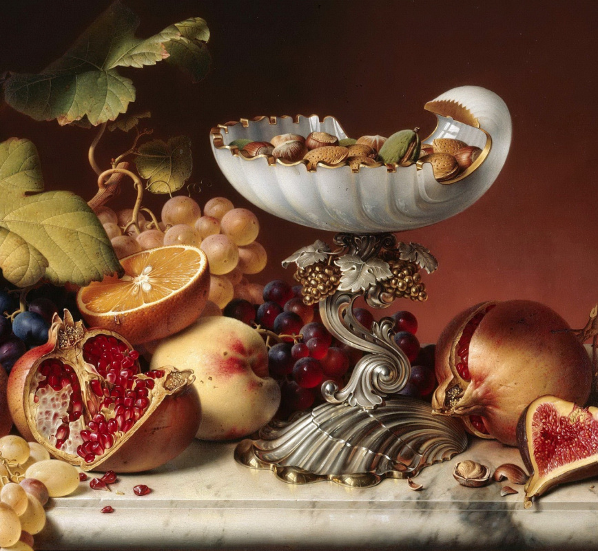 Иоганн Вильгельм Прейер. Натюрморт с фруктами. 1836   деталь
