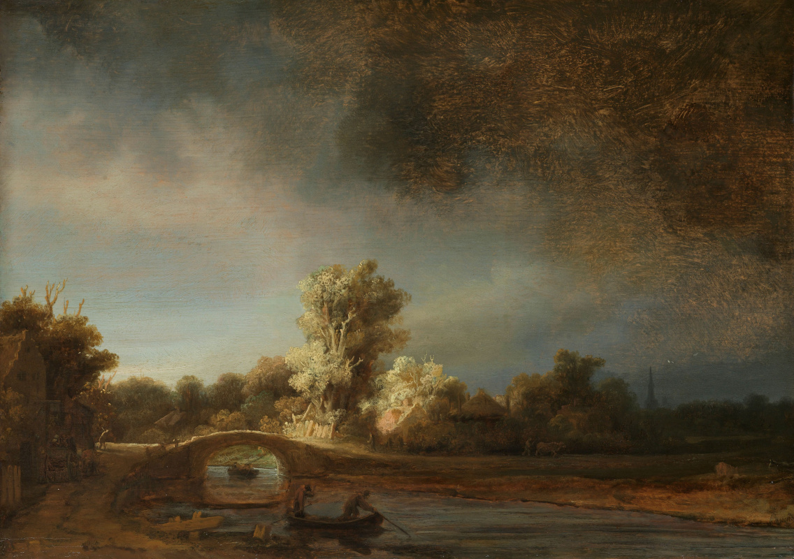 Рембрандт Харменс ван Рейн. Пейзаж с каменным мостом