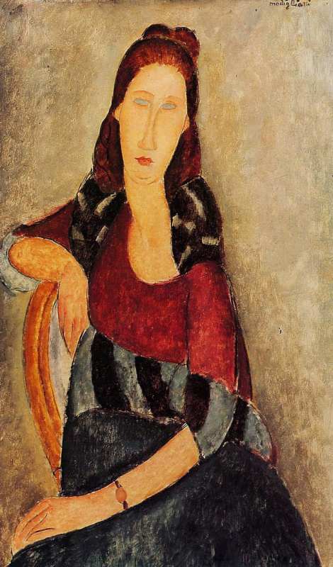 Амедео Модильяни. Портрет сидящей Жанны Эбютерн, опирающейся на спинку стула