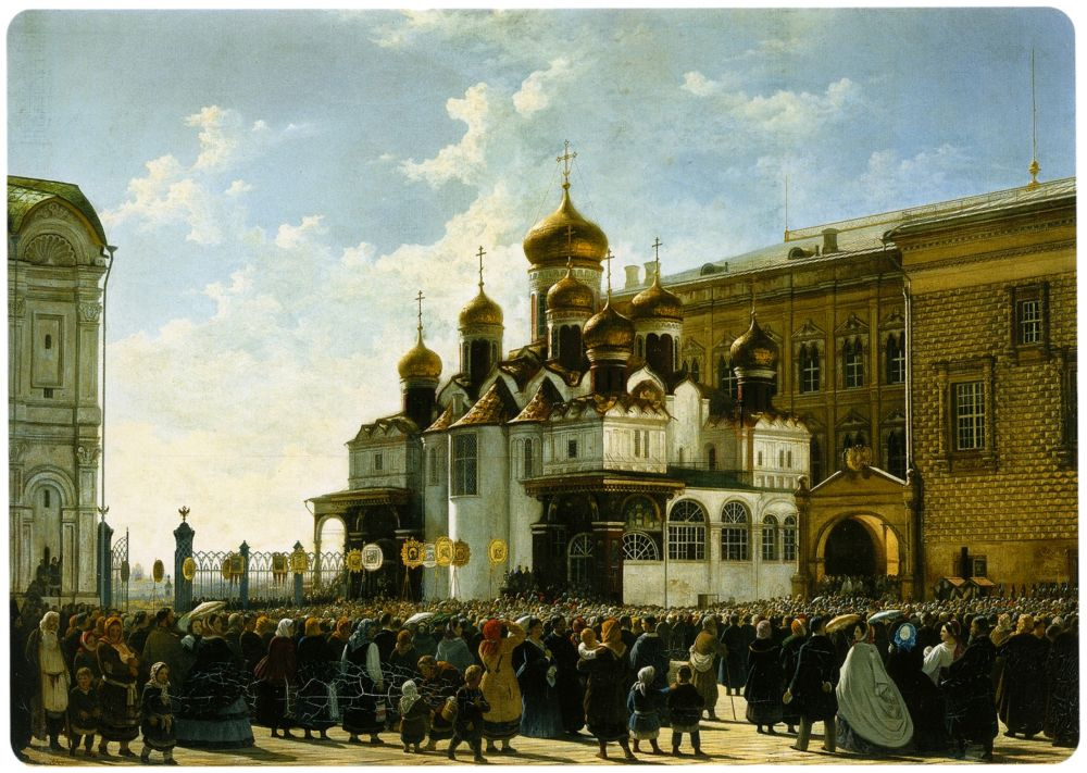 Карл Петрович Бодри. Крестный ход у Благовещенского собора в Московском Кремле