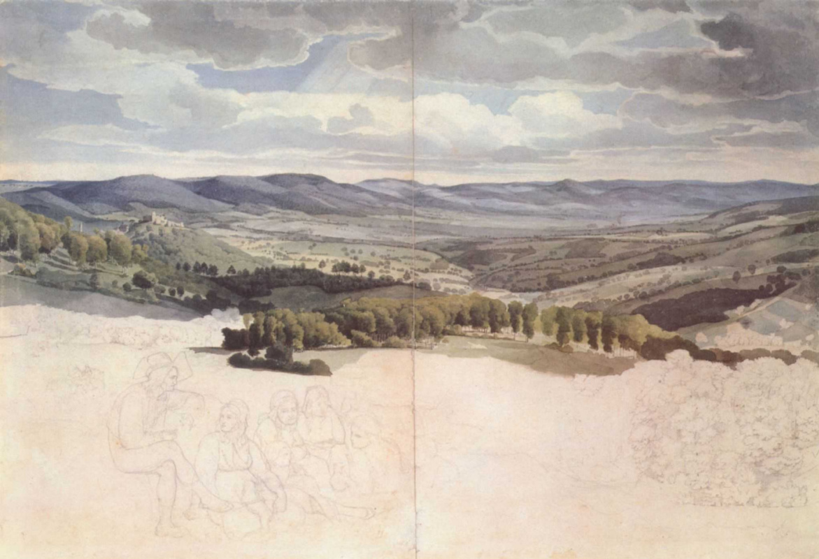 Август Лукас. Панорамный вид горной долины